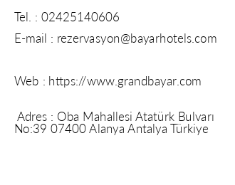 Grand Bayar Beach Hotel iletiim bilgileri